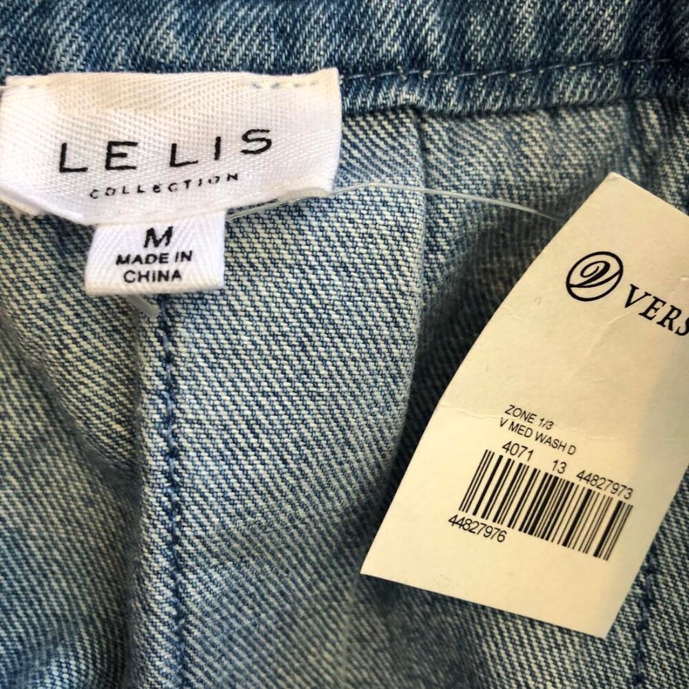 NWT LE LIS Pleated Denim Tennis Mini Skirt M - Picture 6 of 7